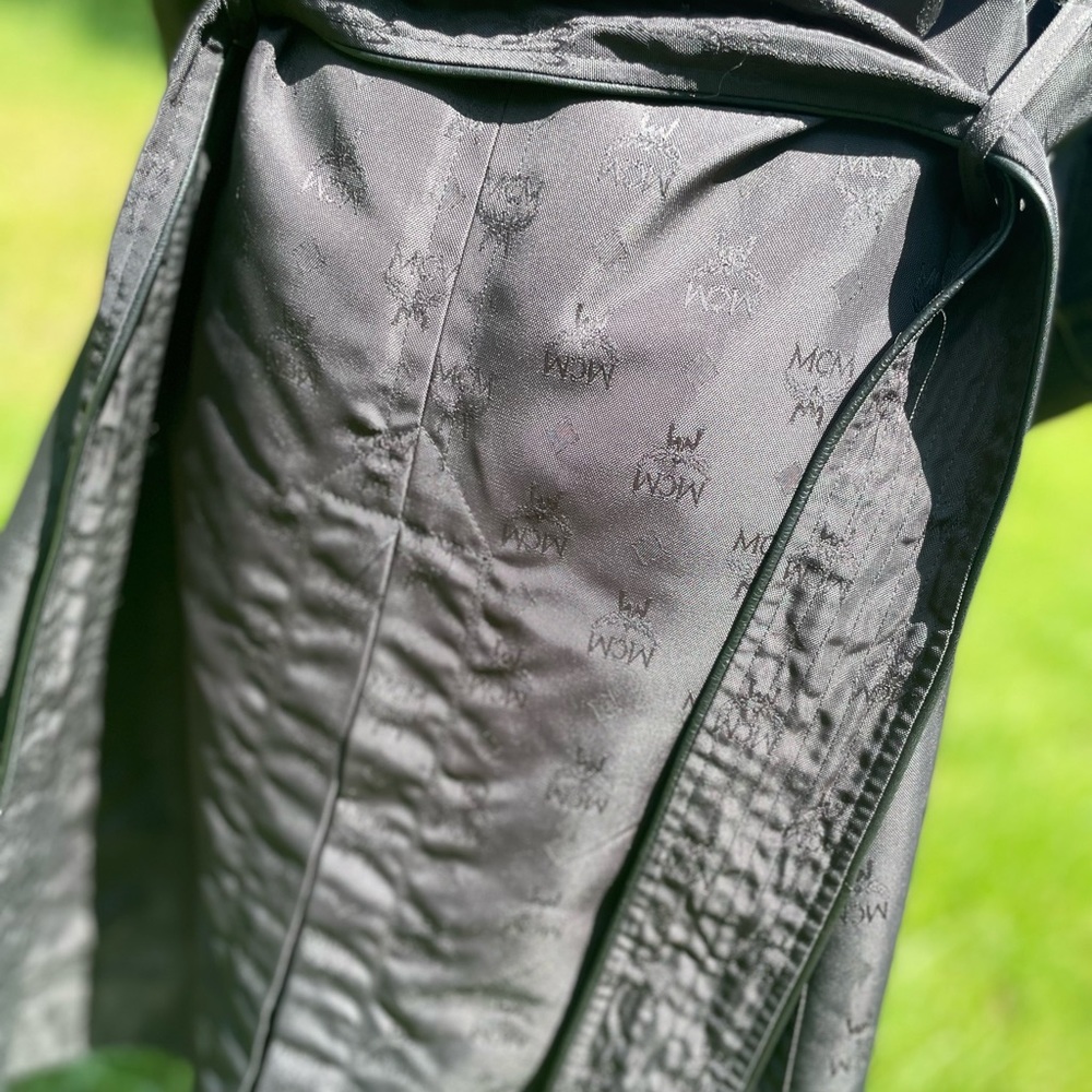 MCM Jacket x Dress Camp monogrammed black trench coat circa 2011. Sz Med - Picture 3 of 9